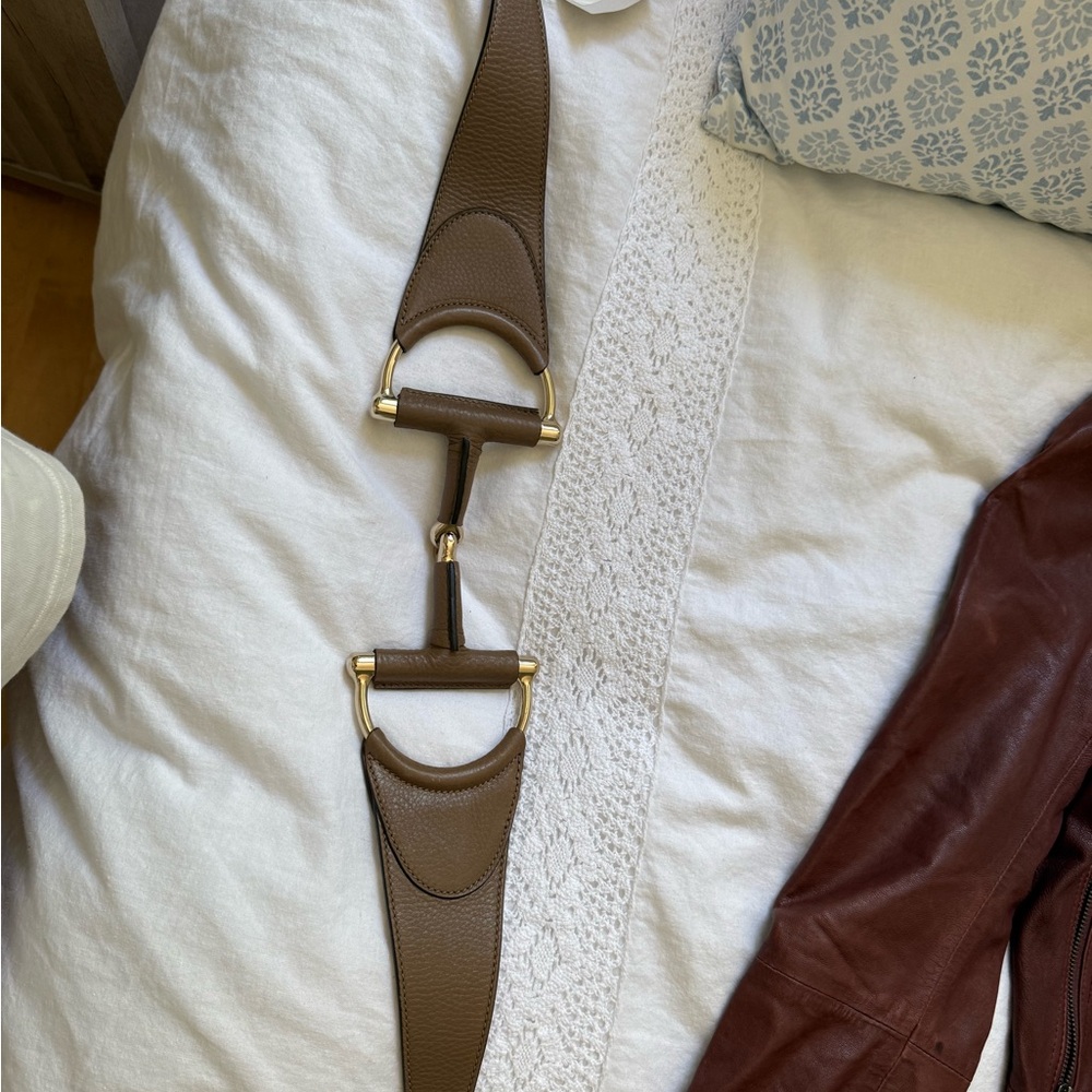 Gucci Brown Leather Belt with Gold Accents